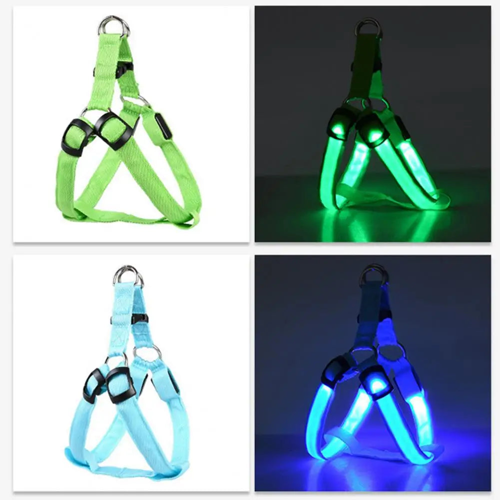 Adjustable LED Harness USB Rechargeable | Light Up Dog Harness | Glow-in-The-Dark Safety Vest | For Small Medium Dogs Pets Arnes