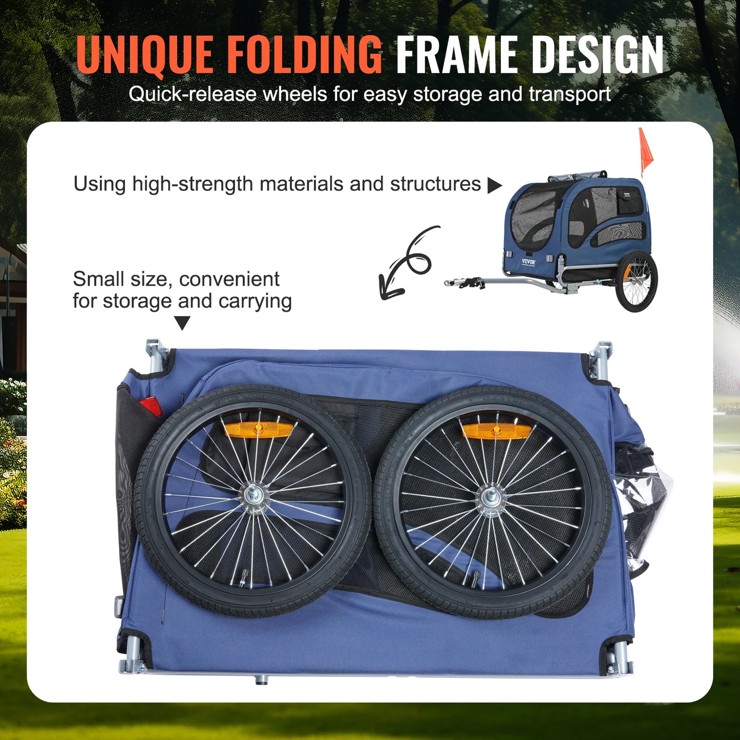 SucceBuy 100lbs Pet Cart Bicycle Carrier, Dog Bike Trailer with Coupler, Reflectors, Flag, Collapsible to Store for Dogs Travel
