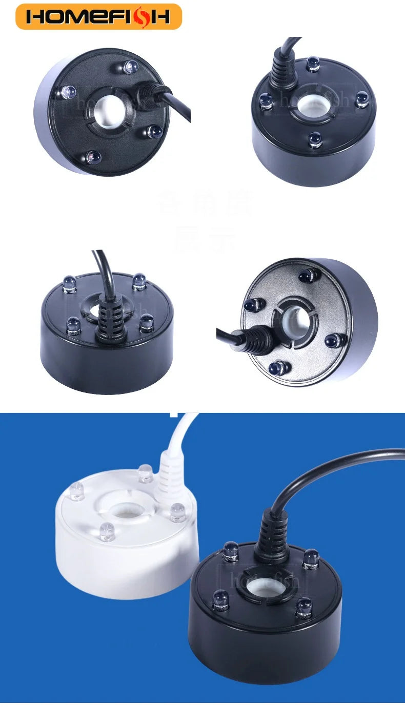 5V USB Mist Maker, Fogger, Nebulizer Water Fountain | Fish Tank Pond Atomizer Head With 4 LED Colorful Lights