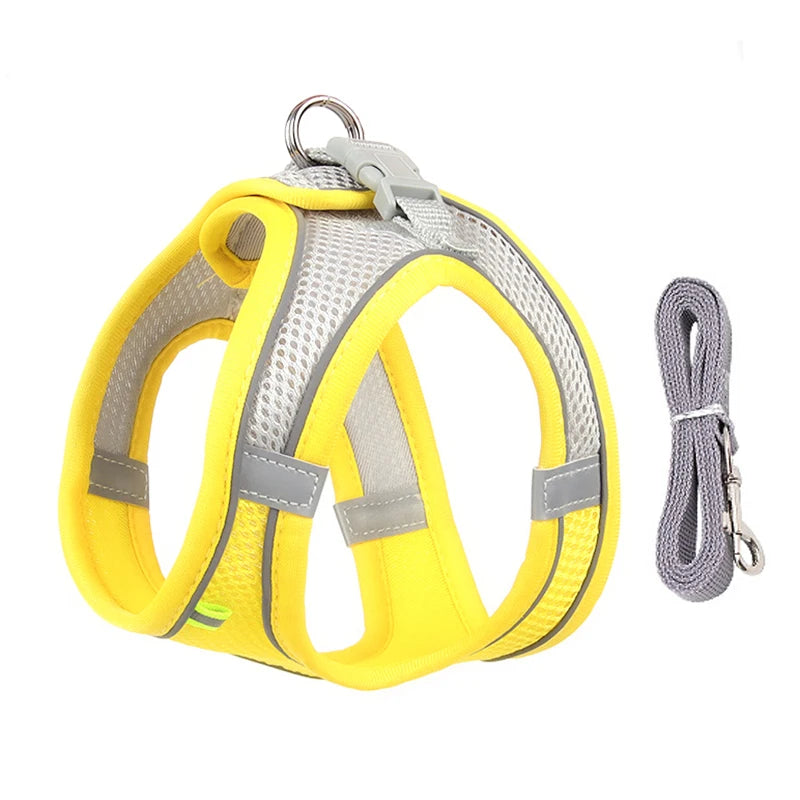 Dog Harness Leash Set for Small Dogs | Adjustable Puppy/Cat Harness Vest French Outdoor Walking Lead Leash