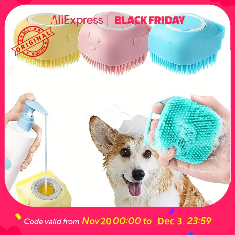 Multi-Functional Pet Cleaning Brush – Silicone, Hair Removal, Massage Bath, Dog-Safe with Bubbles