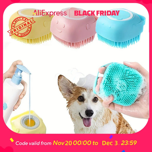 Multi-Functional Pet Cleaning Brush – Silicone, Hair Removal, Massage Bath, Dog-Safe with Bubbles