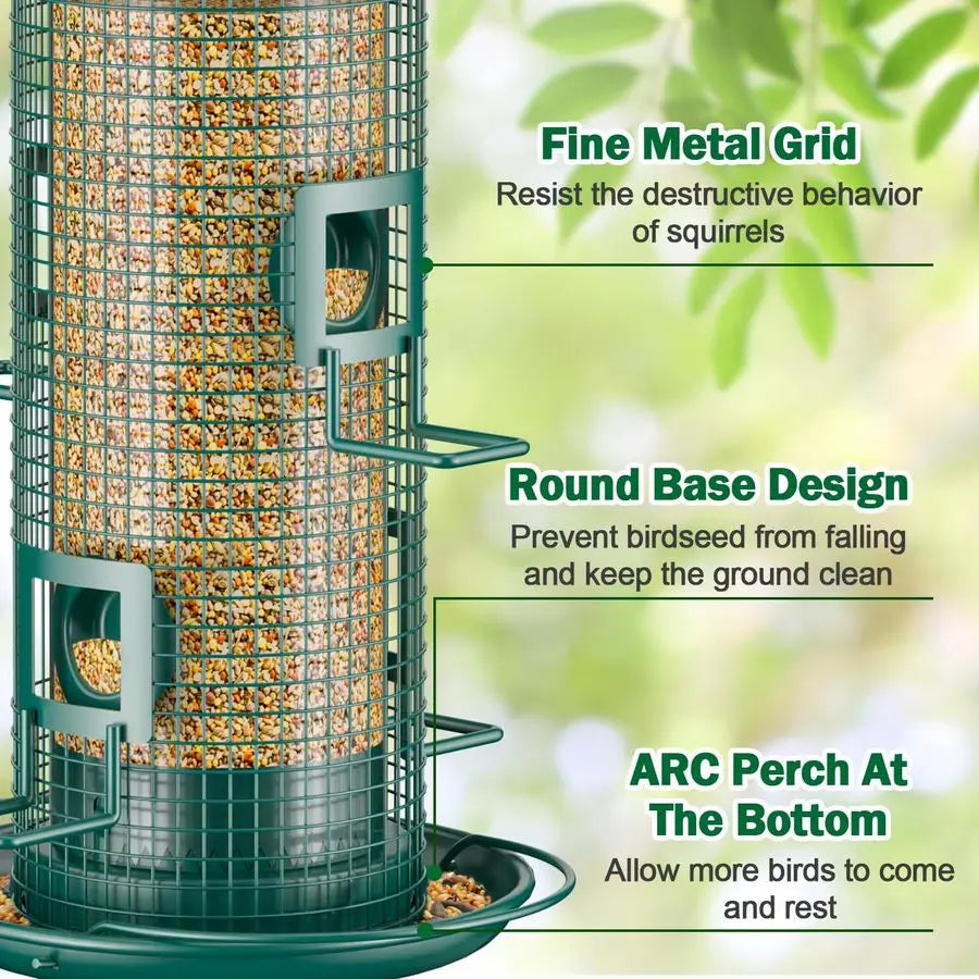 Mesh Tube Bird Feeder for Outdoors Hanging | Squirrel Chew Proof | Bird Feeders for Outside, Rustproof, 2LB Large Capacity