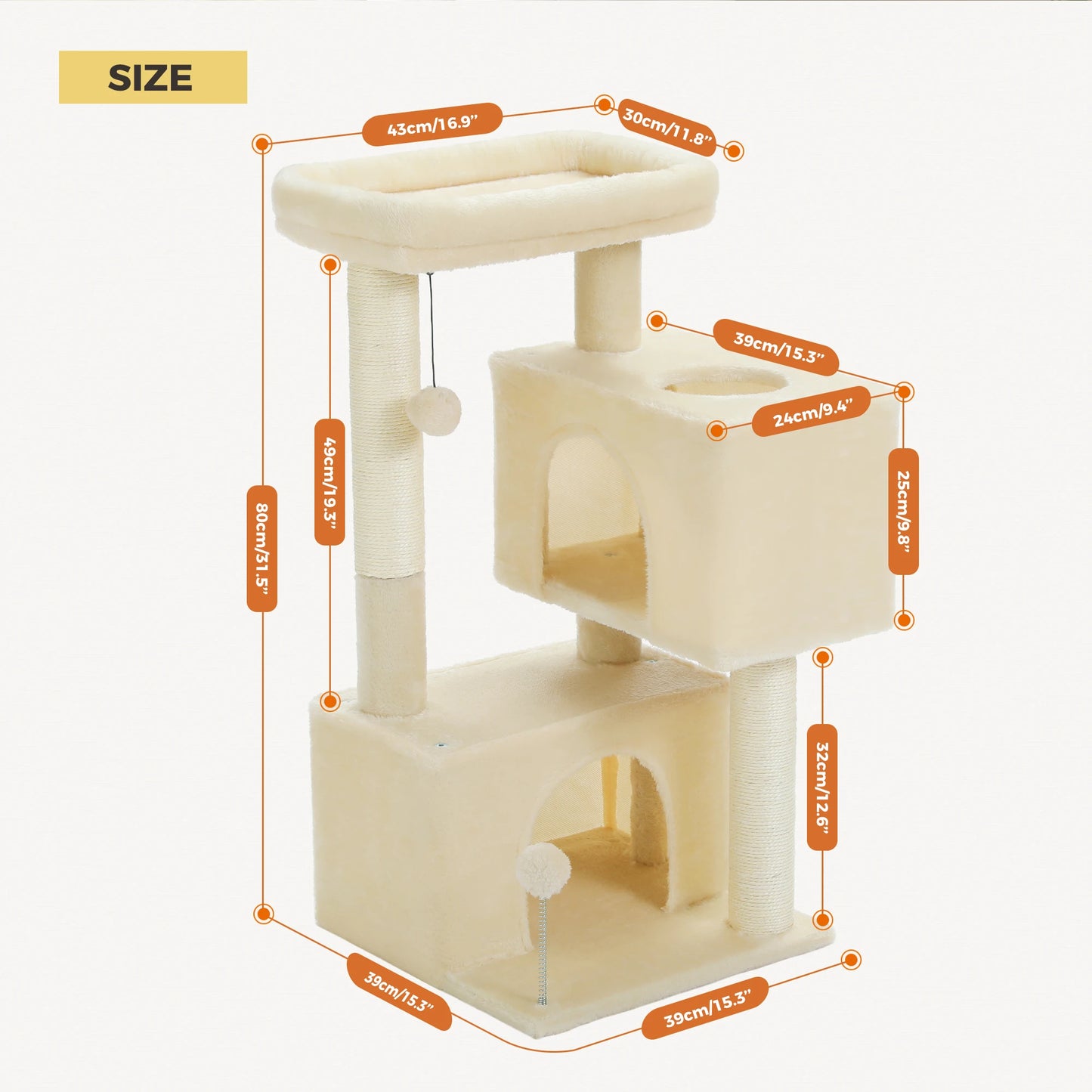 Large Cat Tree for Indoor Cats Multi-Level Tower with Spacious Condos Sisal Scratching Pad House Accessories Cat Toys