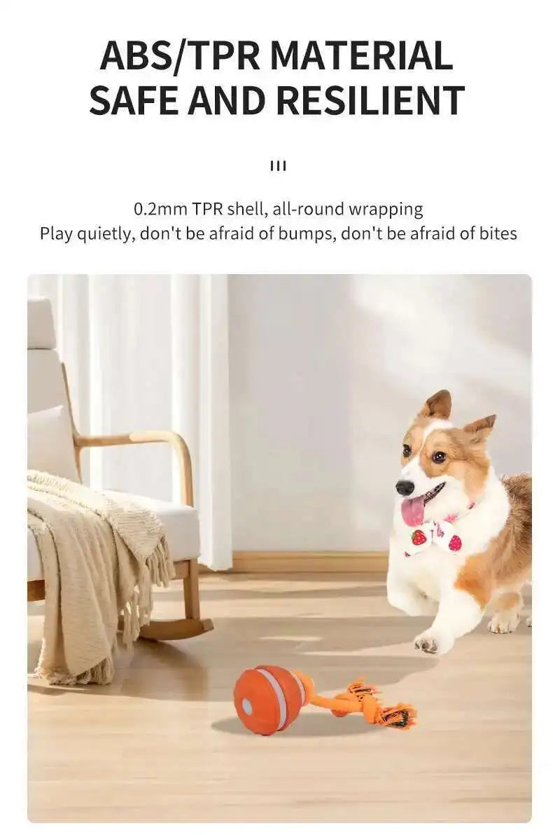 Smart Interactive Teasing Ball With Motion Activated Automatic Moving Squeaky Dog Toy Balls 
 Chew Toys Knot Rope