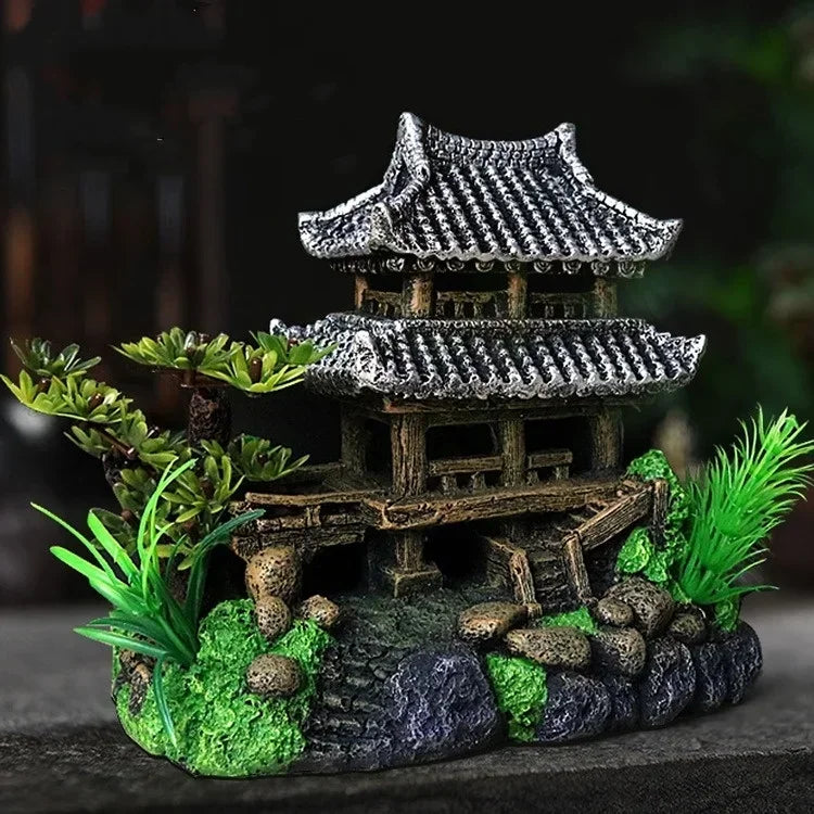 Simulation Decoration Fish Tank Ornament |  Resin Aquarium Decor Landscape House Model