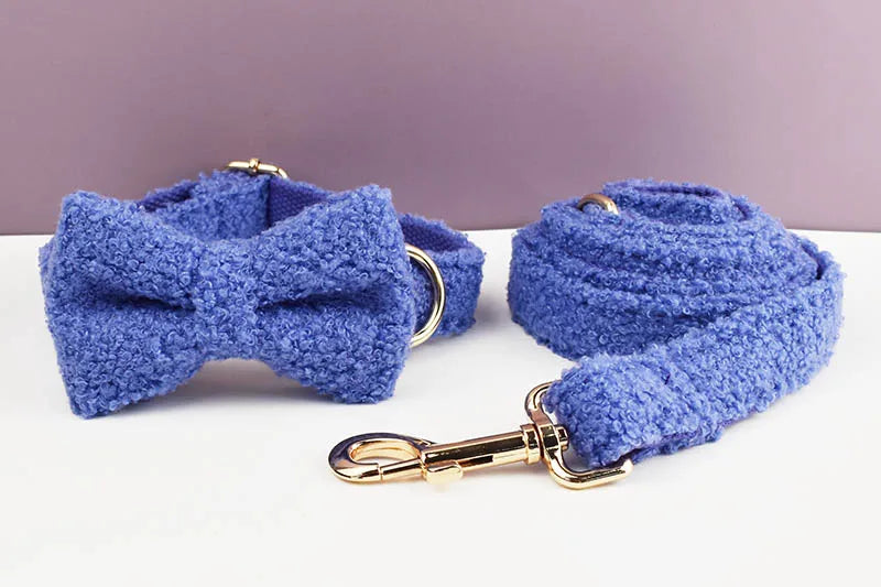 Luxury Personalized Dog Collar Harness Leash set custom,  Logo detachable dog bow tie collar leash diy