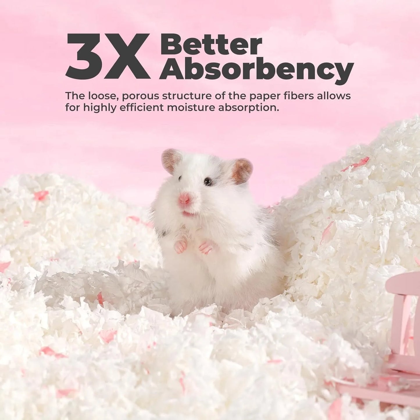 23L/50L Paper Small Pet Bedding, Hamster, Rabbits, Guinea Pigs, Odor Control Dust-Free, Moisture Absorbent Natural Shavings Bedding