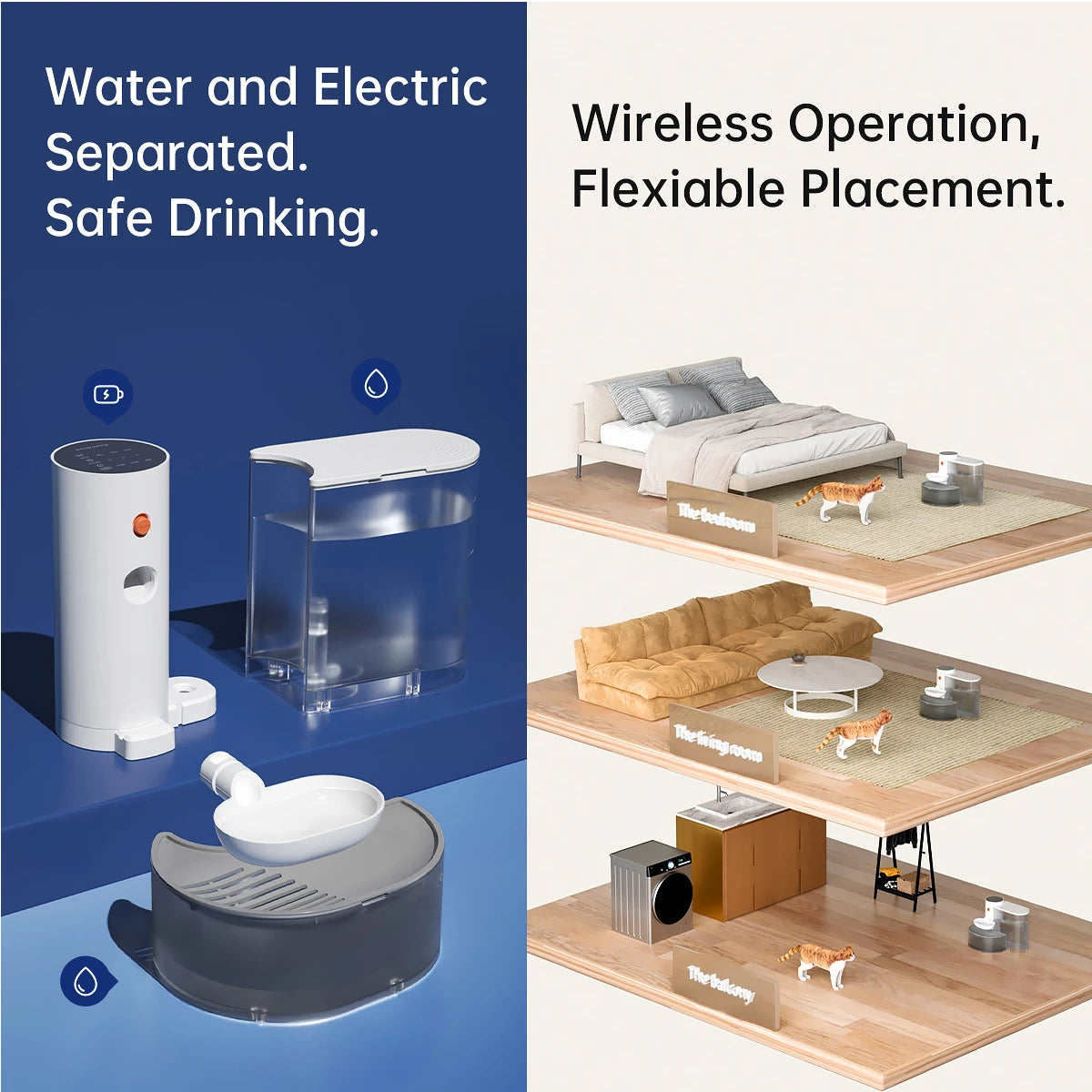 Smart Wireless Water  Dispenser Rechargeable Automatic | No Filter Needed For Cat And Dogs