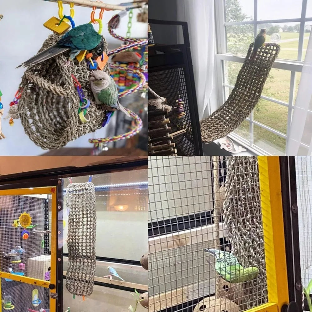 30"x7" Seagrass Mat for Birds: Parrot Hammock, Climbing Ladder, Chew Toy for Cage.
