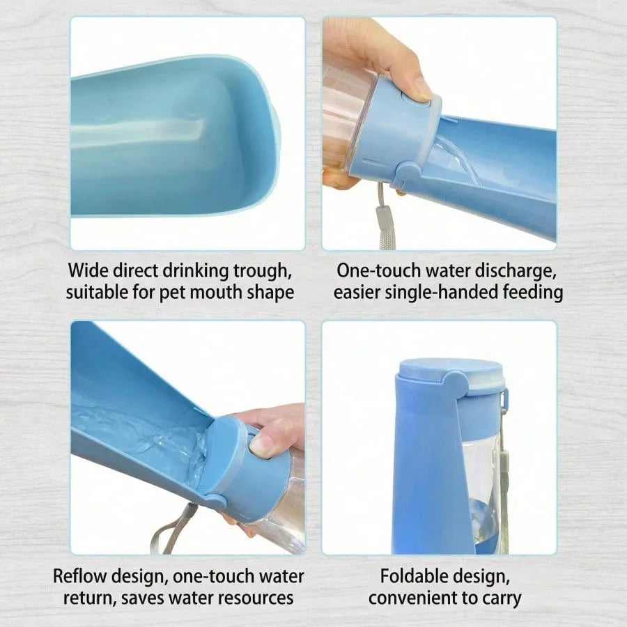 1PC 450ML Foldable Dog Water Dispenser With Feeder Bowl, Portable Leak-Proof.  Durable Compact Travel Water Bottle
