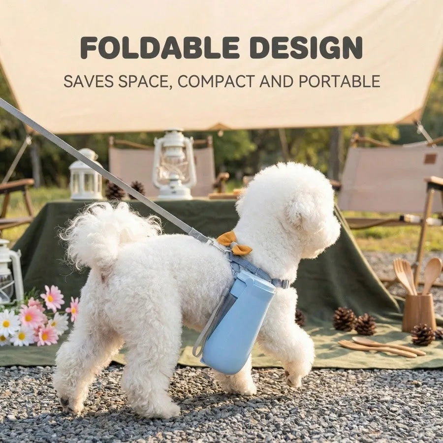 1PC 450ML Foldable Dog Water Dispenser With Feeder Bowl, Portable Leak-Proof.  Durable Compact Travel Water Bottle