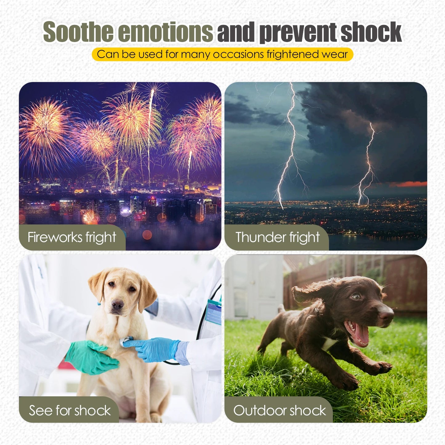 Anxiety Vest and Coat-Keep Pet Calm, Jacket for Thunder, Fireworks, Anti Anxiety Vest for Dogs and Cat Body and Ear