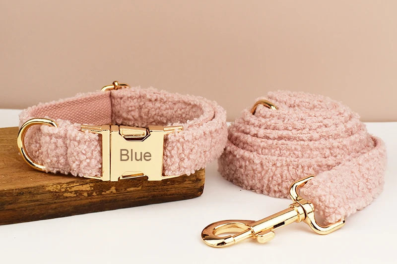 Luxury Personalized Dog Collar Harness Leash set custom,  Logo detachable dog bow tie collar leash diy