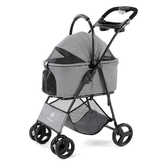 3 in 1 Pet Stroller with Removable Carrier, Folding Stroller for Small/Medium Dogs and Cats, Waterproof, All-Terrain, with Sun Screen