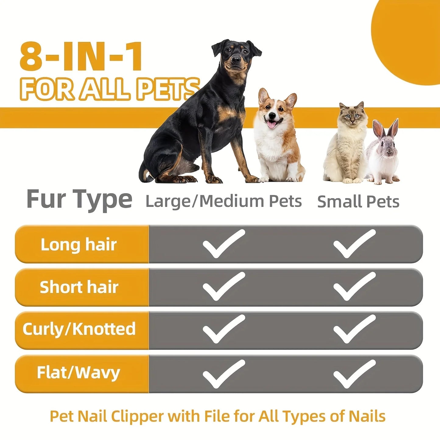 8pcs/set Dog Grooming Kit, Grooming Set with Nail Clippers And File, Flea Comb, Shampoo Bath Brush, Hair Brush