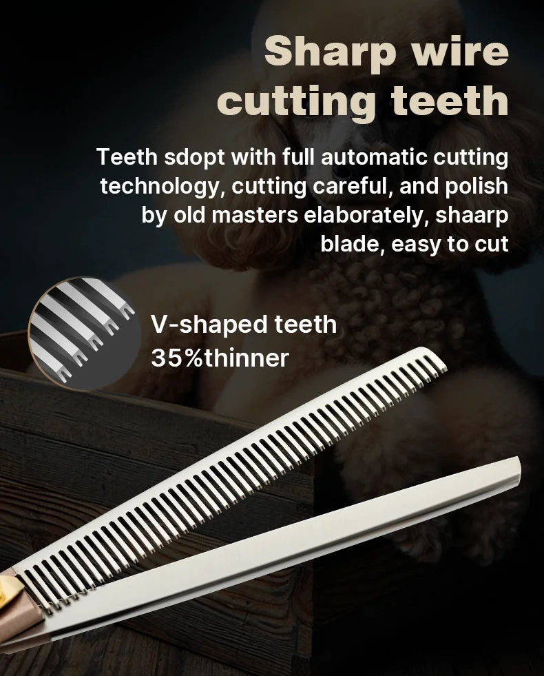 Fenice High-grade 7.5inch JP440C Steel Specials pet grooming thinner scissors Thinning rate 35%