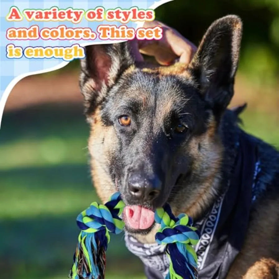 15-Piece Dog Rope Toys - Heavy Duty Cotton Tough Tug Toys for Aggressive Chewers Medium to Large Breeds Puppy Teeth Cleaning