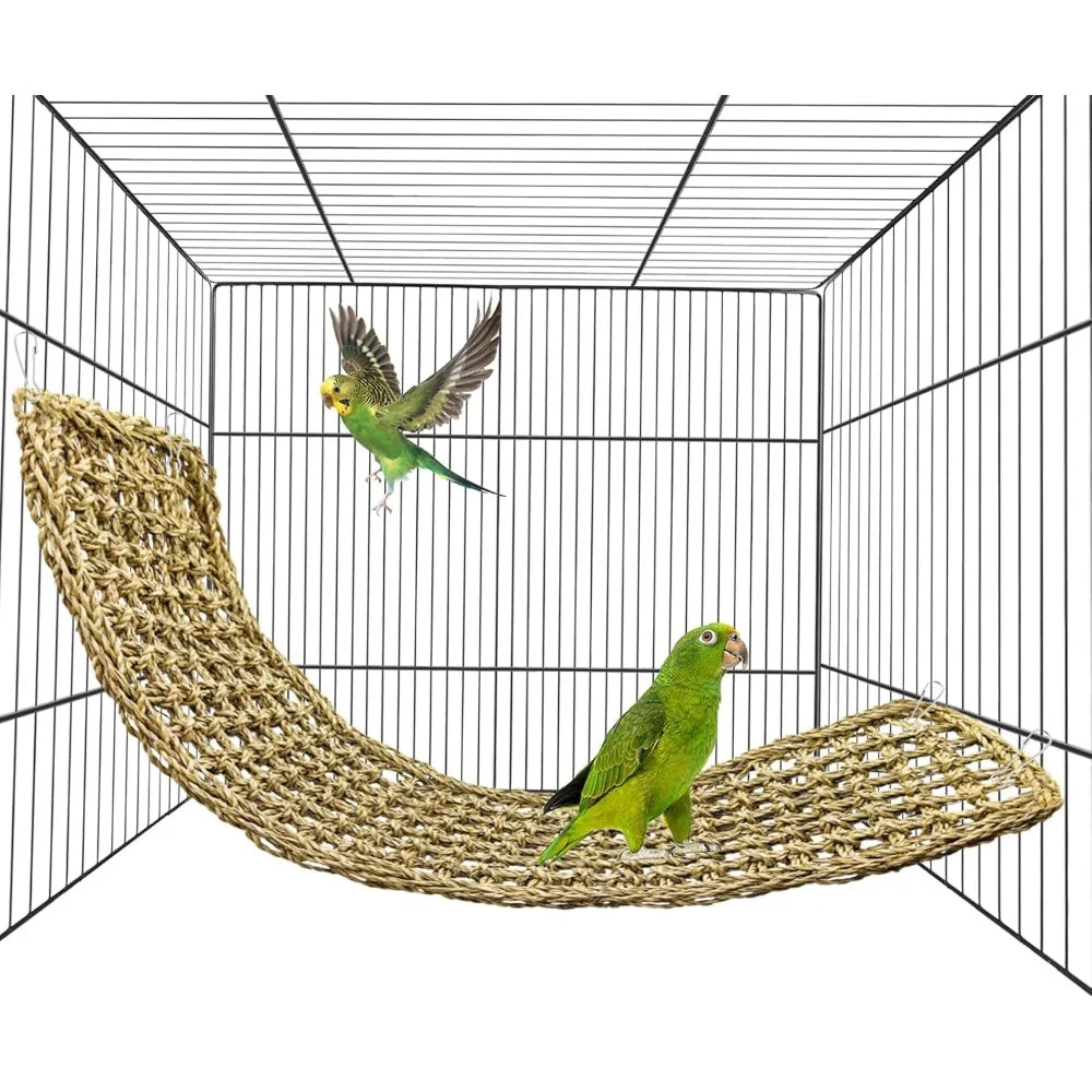30"x7" Seagrass Mat for Birds: Parrot Hammock, Climbing Ladder, Chew Toy for Cage.