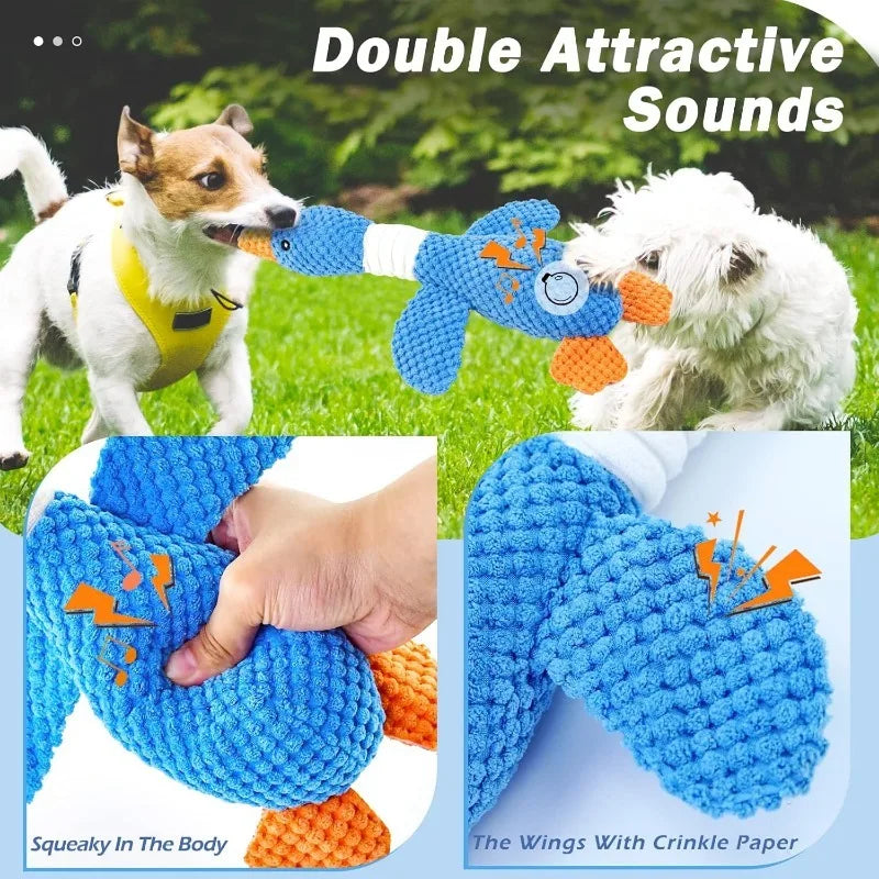 Indestructible Cat/Dog Toys for Aggressive Chewers | Squeaky Interactive Plush Duck Toy