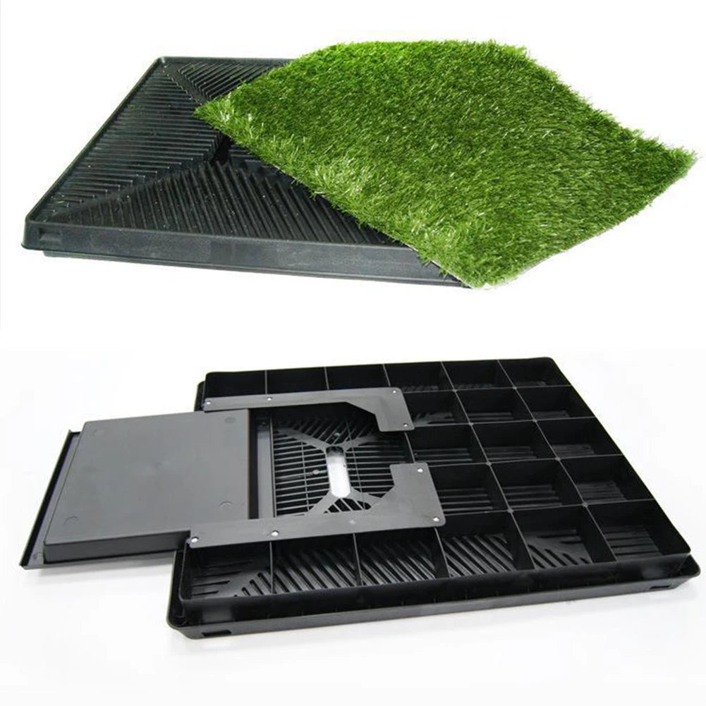 Dog Grass Pad with Large Tray Reusable Training Pads with Pee Baffle | Ideal for Small and Medium Dogs