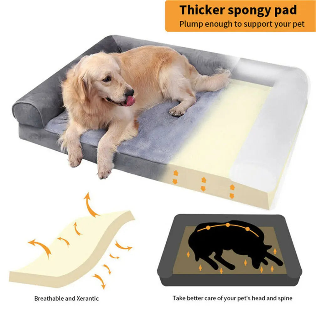 Extra Large Orthopedic Pet Mattress | Couch Sleeping Bed Cushion with Removable Washable Cover Soft Sponge Foam