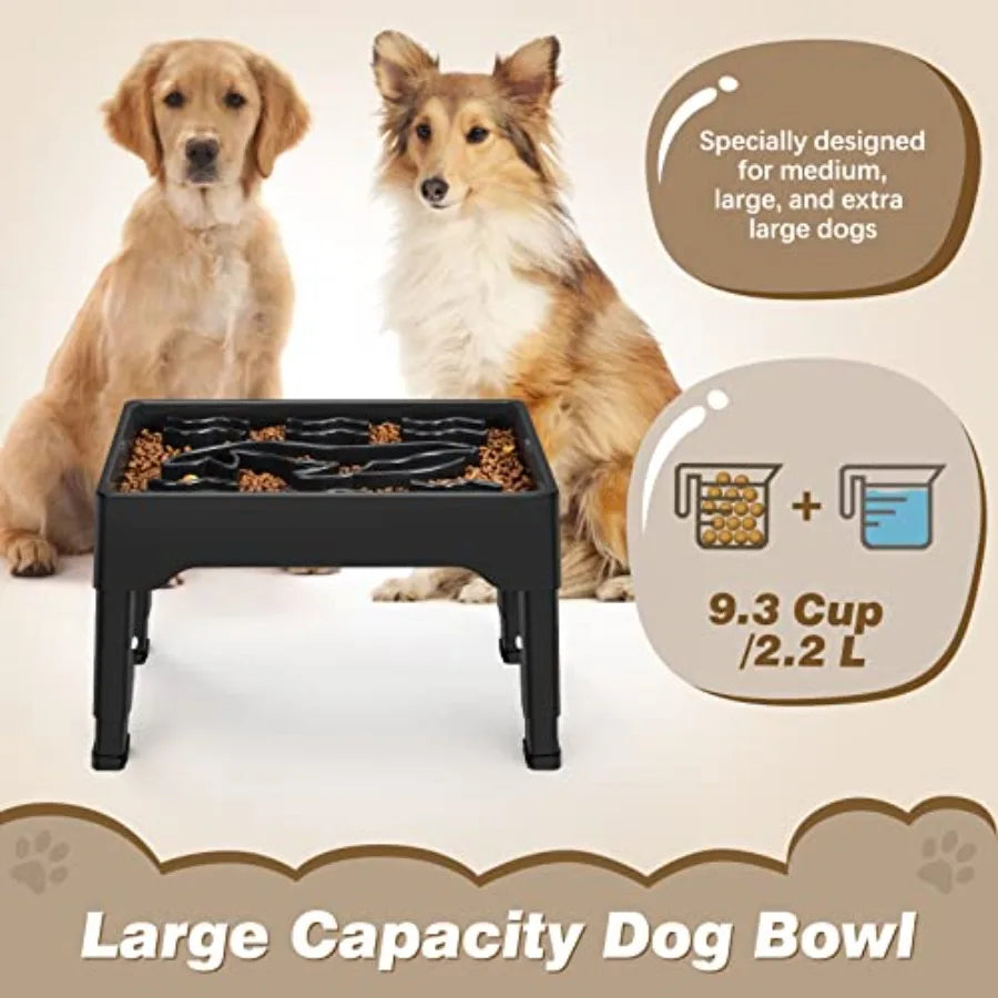 【Spot goods】Elevated Slow Feeder Dog Bowls 9 Cups for Large Breed with 4 Adjustable Heights