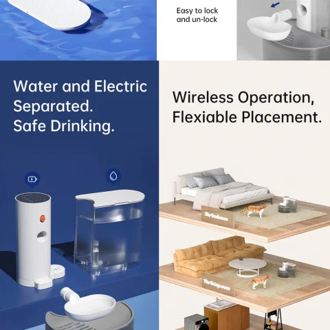 Smart Wireless Water  Dispenser Rechargeable Automatic | No Filter Needed For Cat And Dogs
