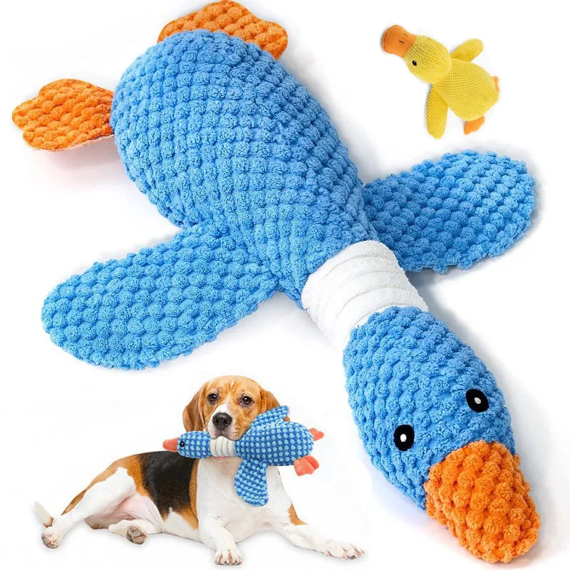 Indestructible Cat/Dog Toys for Aggressive Chewers | Squeaky Interactive Plush Duck Toy