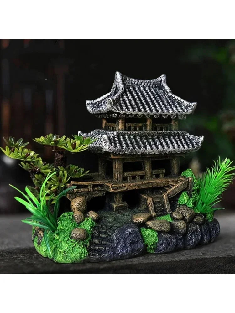 Simulation Decoration Fish Tank Ornament |  Resin Aquarium Decor Landscape House Model