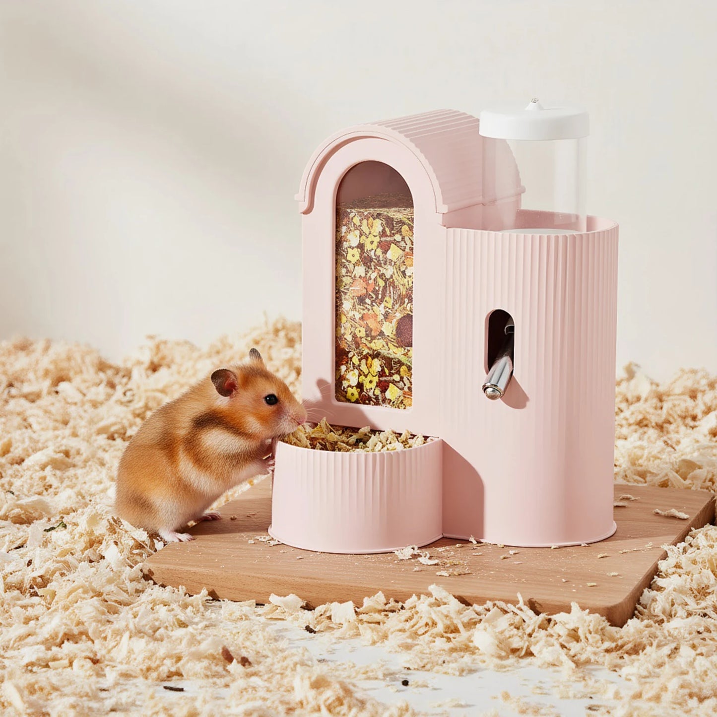 2-in-1 Automatic Food Bowl Large Capacity Hamster Feeder  No Drip for Hamster, Guinea Pig, Rat and Small Animals