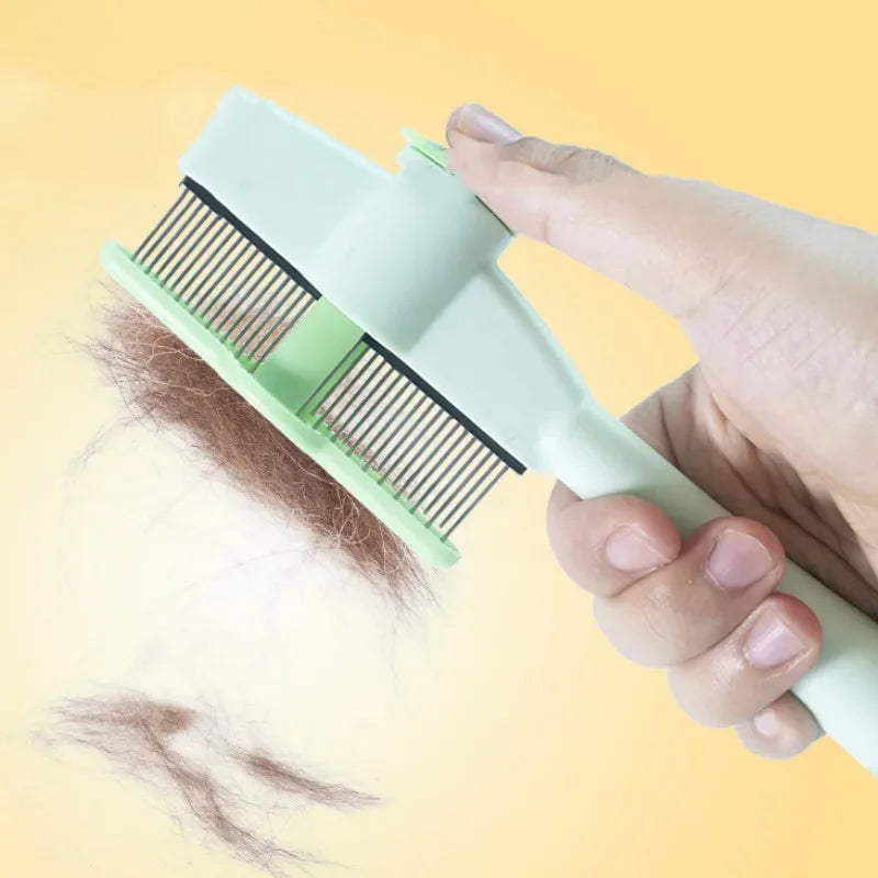 Dog and Cat Comb Hair Remover Self-cleaning, Massage  Brush One Click Combs for  Hair Knot