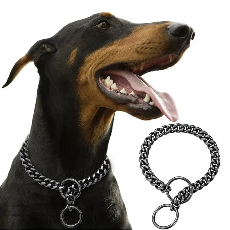 Stainless Chain Large Collar  Dogs Medium | Small Steel Gold  link for  Walking/Training