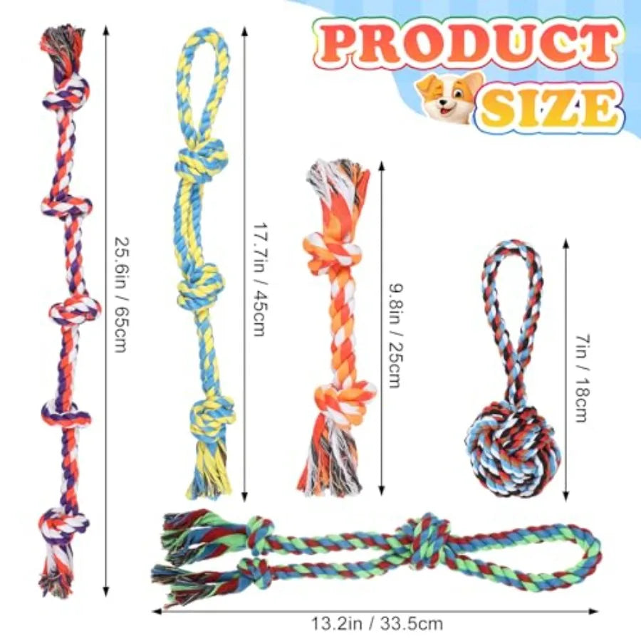 15-Piece Dog Rope Toys - Heavy Duty Cotton Tough Tug Toys for Aggressive Chewers Medium to Large Breeds Puppy Teeth Cleaning