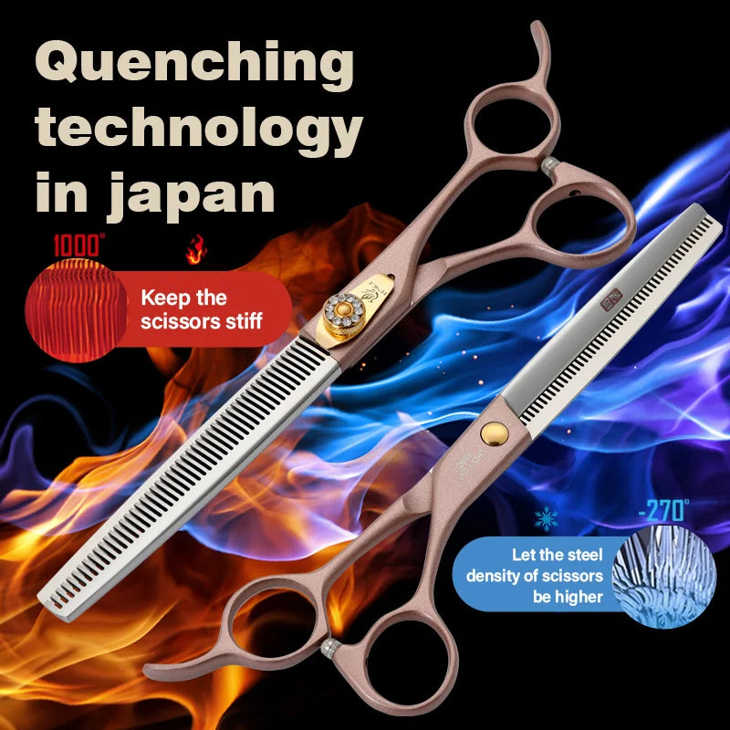 Fenice High-grade 7.5inch JP440C Steel Specials pet grooming thinner scissors Thinning rate 35%