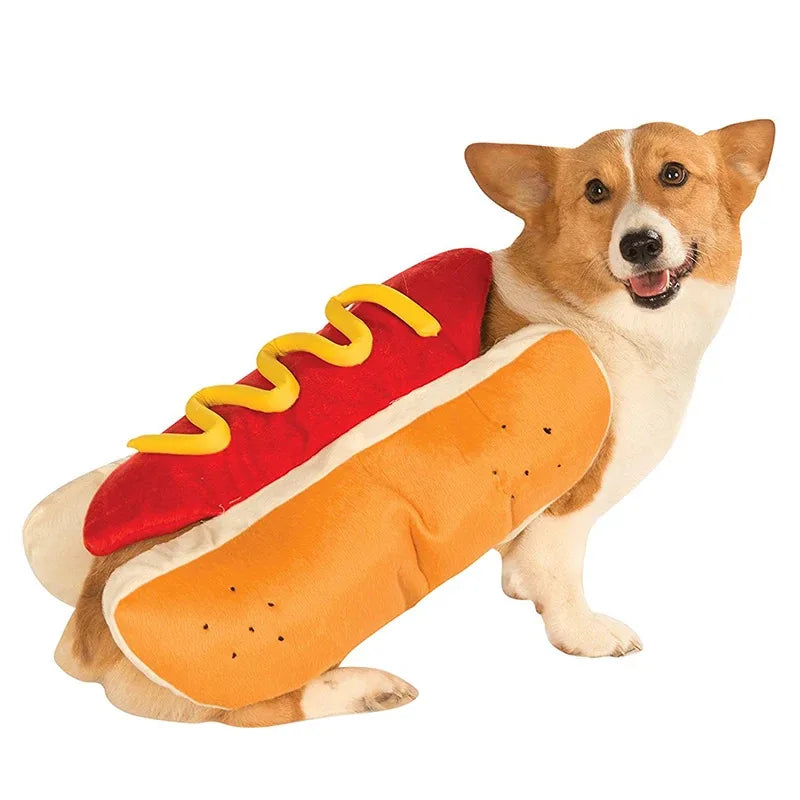 Funny Halloween Dog Costumes | Hot Dog Shaped Dachshund Sausage Adjustable Clothes | Pet Apparel Dressing Up Cat Party Costume Suit