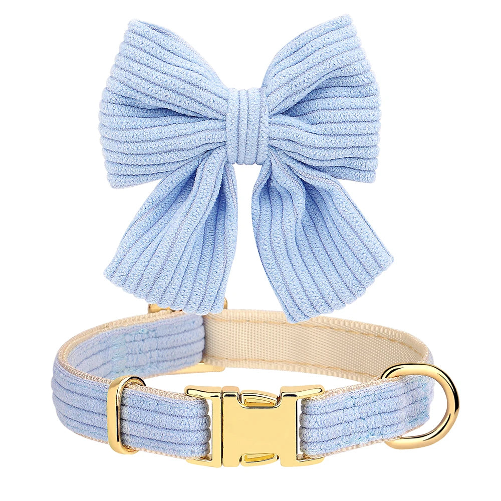 Dog Collar Leash Set Cute Bowknot |  Soft Velvet Pet Necklace Leashes  For Small Medium Dogs