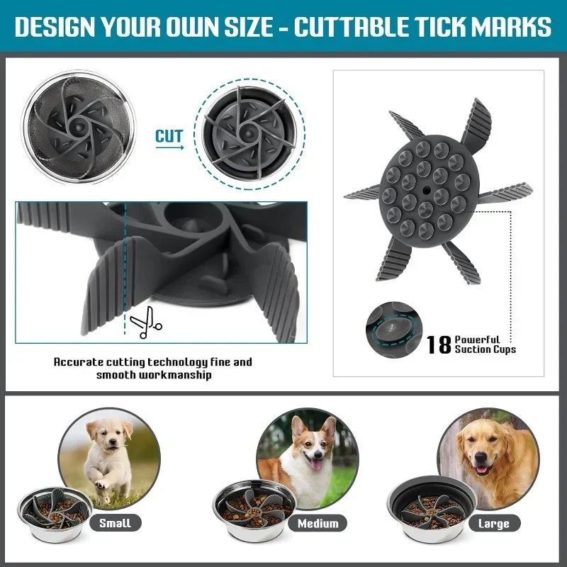 Pet Feeder Plugin Powerful Suction Cup, Slow Food Anti Choking Bowl,  Convenient Easy Clean Extended Dogs Eating Time