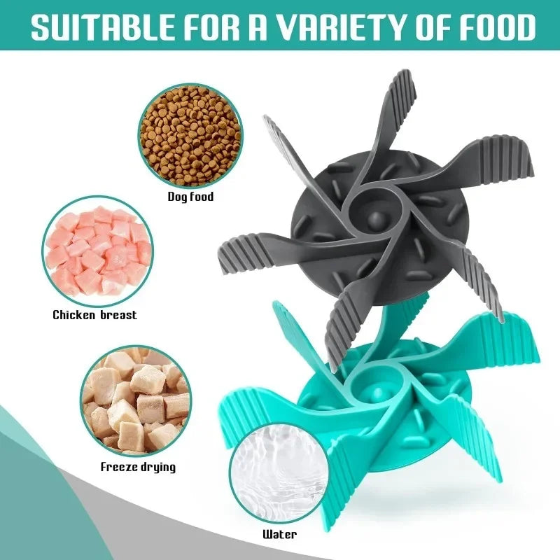Pet Feeder Plugin Powerful Suction Cup, Slow Food Anti Choking Bowl,  Convenient Easy Clean Extended Dogs Eating Time