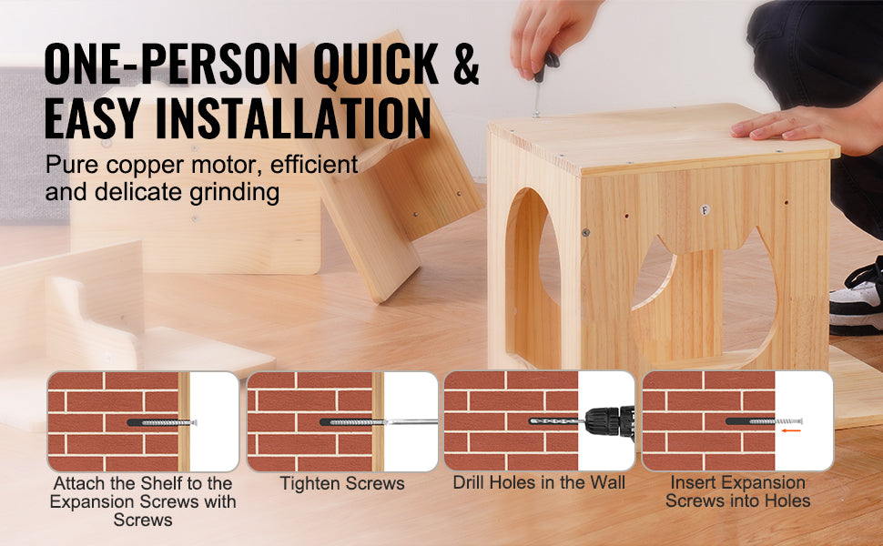 SucceBuy Wall Mounted Cat Wall Shelves and Perches with Jumping Boards Hammocks &  Tree Cat Furniture and Shelves