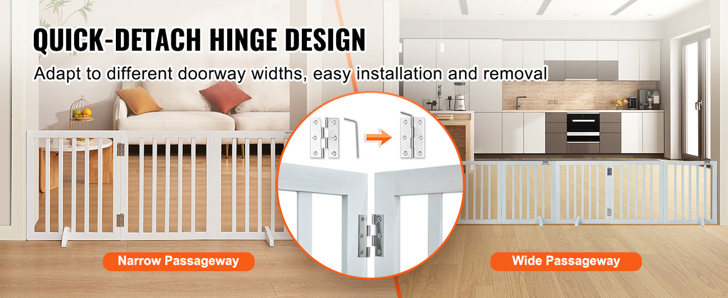 SucceBuy Free Standing Dog Gate 3 Panels | Foldable, Expandable  Dog Gate for Narrow Passageways