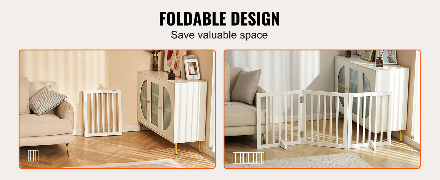 SucceBuy Free Standing Dog Gate 3 Panels | Foldable, Expandable  Dog Gate for Narrow Passageways