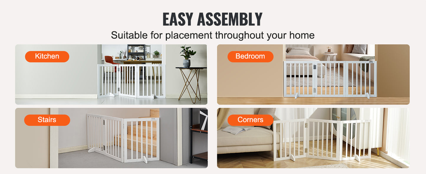 SucceBuy Free Standing Dog Gate 3 Panels | Foldable, Expandable  Dog Gate for Narrow Passageways