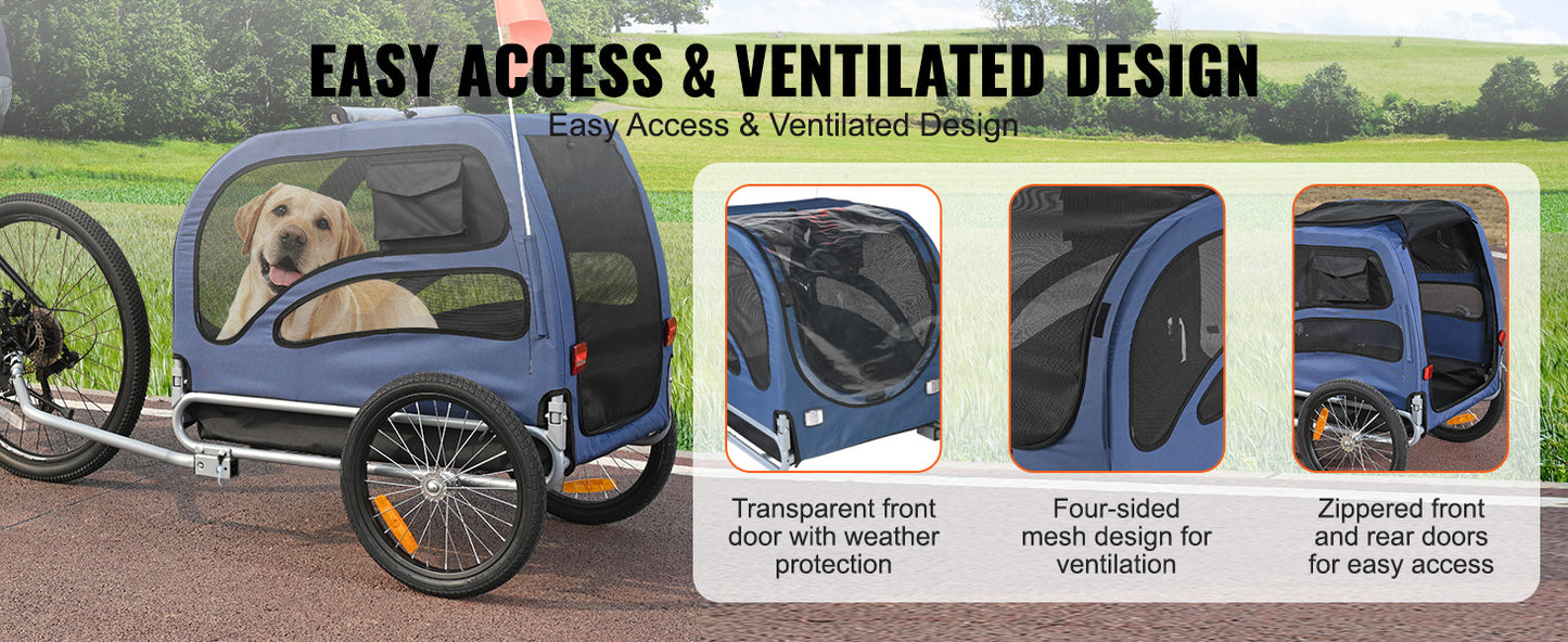 SucceBuy 100lbs Pet Cart Bicycle Carrier, Dog Bike Trailer with Coupler, Reflectors, Flag, Collapsible to Store for Dogs Travel